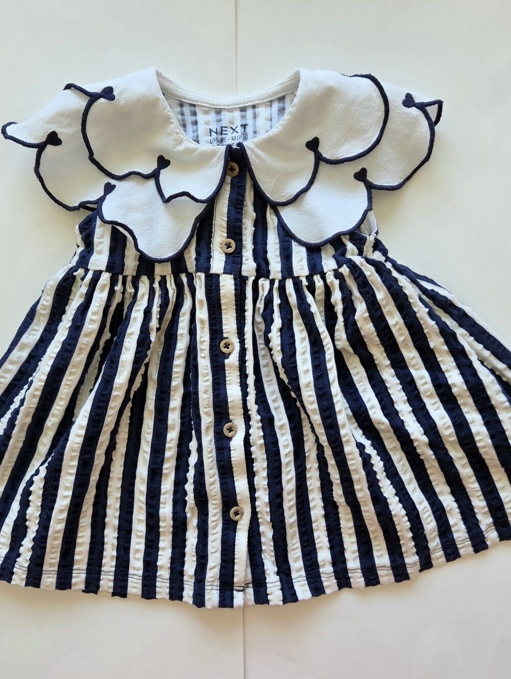 Next Frill Collar Striped Dress